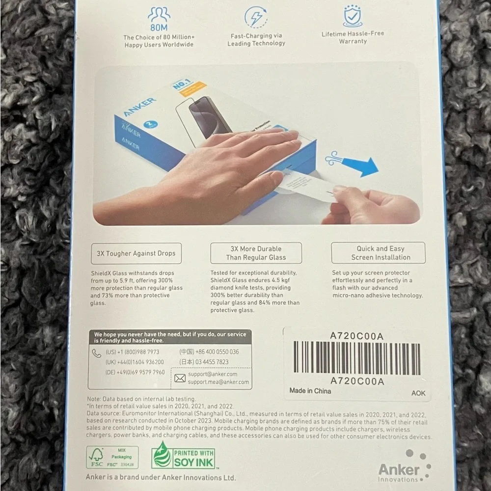 Anker ShieldX Glass Screen Protector for iPhone 16 Pro - Transparent